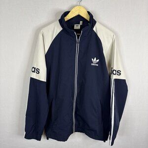 Adidas Originals Full ZipJacket Men XL Navy Trefoil Logo Sleeve Retro Spellout